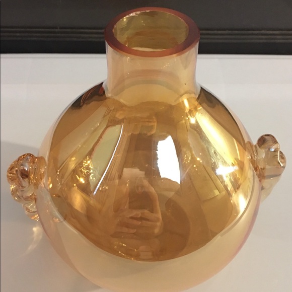 Amber Iridescent Glass Bulb Vase 6in - Picture 9 of 12